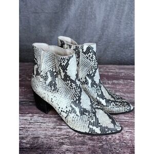 Steve Madden Womens Snake Print Ankle Boots Sz 8 Faux Leather Block Heel Booties